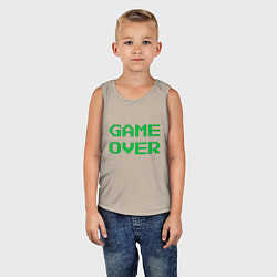 Майка детская хлопок Серо-зеленый game over, цвет: миндальный — фото 2