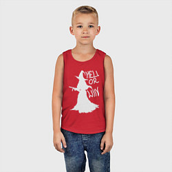 Майка детская хлопок Hell or win white, цвет: красный — фото 2