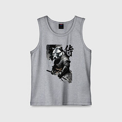 Майка детская хлопок Capy samurai - hieroglyph - neural network, цвет: меланж