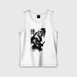 Майка детская хлопок Tiger samurai - hieroglyph - art, цвет: белый