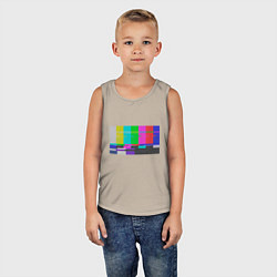 Майка детская хлопок Разноцветные полосы в телевизоре, цвет: миндальный — фото 2
