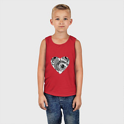 Майка детская хлопок Сердце с абстрактным черно-белым узором, цвет: красный — фото 2