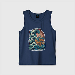 Майка детская хлопок Морской дракон в стиле японского укиё-э, цвет: тёмно-синий