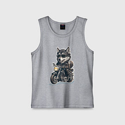 Майка детская хлопок Волчья сила на двух колесах, цвет: меланж