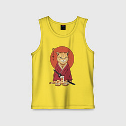 Майка детская хлопок Samurai kimono cat, цвет: желтый