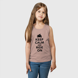 Майка детская хлопок Keep calm and ride on, цвет: пыльно-розовый — фото 2