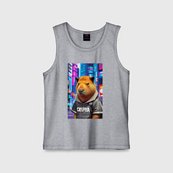 Майка детская хлопок Cool capybara - urban style - neural network, цвет: меланж