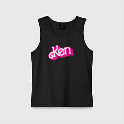 Майка детская хлопок Логотип розовый Кен, цвет: черный
