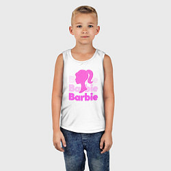 Майка детская хлопок Логотип Барби объемный, цвет: белый — фото 2