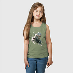 Майка детская хлопок Портрет Ведьмака, цвет: авокадо — фото 2