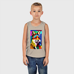 Майка детская хлопок Лиса в стиле поп-арт, цвет: миндальный — фото 2