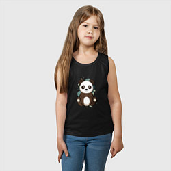 Майка детская хлопок Странная панда, цвет: черный — фото 2