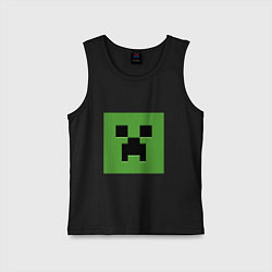 Майка детская хлопок Minecraft creeper face, цвет: черный