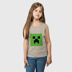 Майка детская хлопок Minecraft creeper face, цвет: миндальный — фото 2