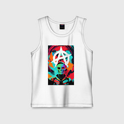 Майка детская хлопок Анархия - череп - поп-арт, цвет: белый