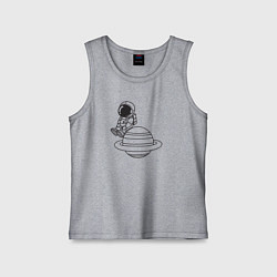 Майка детская хлопок Космонавт сидит на планете, цвет: меланж