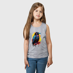 Майка детская хлопок Яркий ворон - красочная птица, цвет: меланж — фото 2