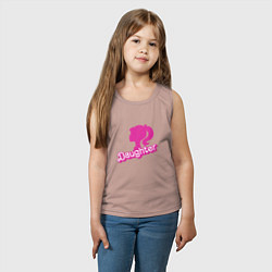Майка детская хлопок Дочь - силуэт Барби, цвет: пыльно-розовый — фото 2