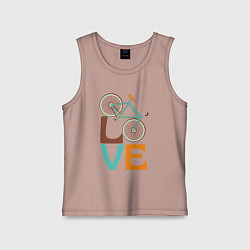 Майка детская хлопок Люблю велосипед, цвет: пыльно-розовый