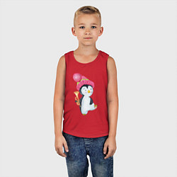 Майка детская хлопок Пингвин с трубой, цвет: красный — фото 2
