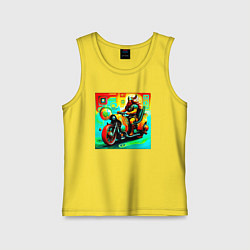 Майка детская хлопок Викинг на мотоцикле, цвет: желтый