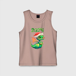 Майка детская хлопок Дракончик 2024, цвет: пыльно-розовый