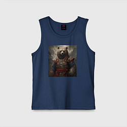 Майка детская хлопок Медведь самурай, цвет: тёмно-синий