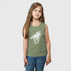 Майка детская хлопок Белая лошадь скачет, цвет: авокадо — фото 2