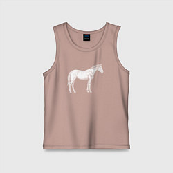 Майка детская хлопок Белая лошадь сбоку, цвет: пыльно-розовый