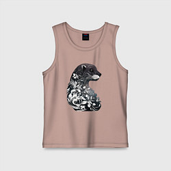 Майка детская хлопок Цветочная выдра, цвет: пыльно-розовый