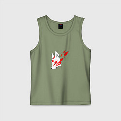 Майка детская хлопок Маска демона Кицунэ, цвет: авокадо