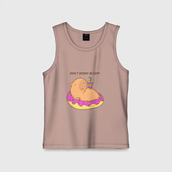 Майка детская хлопок Капибара dont worry be capy, цвет: пыльно-розовый