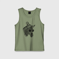 Майка детская хлопок Зебра хипстер, цвет: авокадо