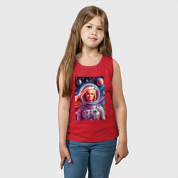 Майка детская хлопок Красавица Барби в космосе - нейросеть, цвет: красный — фото 2