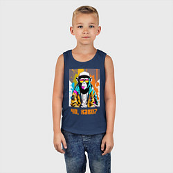 Майка детская хлопок Чо каво - обезьяна граффитист в солнечных очках, цвет: тёмно-синий — фото 2