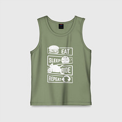 Майка детская хлопок Еда сон гонка, цвет: авокадо