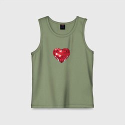 Майка детская хлопок Красное рубиновое сердце, цвет: авокадо