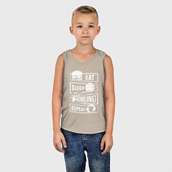 Майка детская хлопок Еда сон боулинг, цвет: миндальный — фото 2