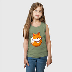 Майка детская хлопок Orange fox, цвет: авокадо — фото 2