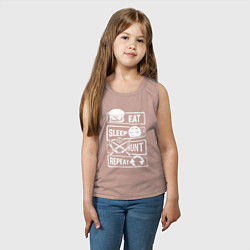 Майка детская хлопок Еда сон охота, цвет: пыльно-розовый — фото 2
