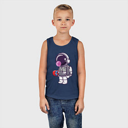 Майка детская хлопок Космонавт со скейтом, цвет: тёмно-синий — фото 2