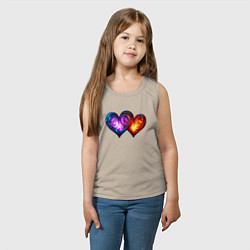 Майка детская хлопок Горящие сердца, цвет: миндальный — фото 2