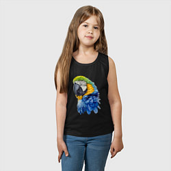 Майка детская хлопок Сине-золотой попугай ара, цвет: черный — фото 2