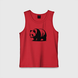 Майка детская хлопок Стоящая чёрная панда, цвет: красный