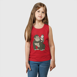 Майка детская хлопок Мультяшная горилла с детенышем, цвет: красный — фото 2