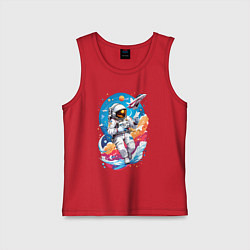 Майка детская хлопок Космонавт в небе, цвет: красный