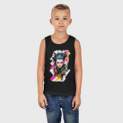 Майка детская хлопок Портрет девушки Cyberpunk 2077, цвет: черный — фото 2