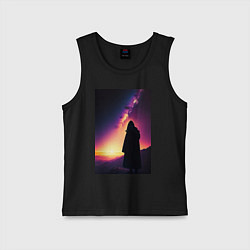 Майка детская хлопок Млечный путь и путник, цвет: черный