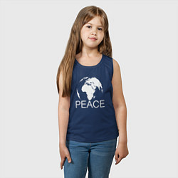 Майка детская хлопок World peace, цвет: тёмно-синий — фото 2