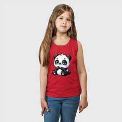 Майка детская хлопок Забавная маленькая панда, цвет: красный — фото 2